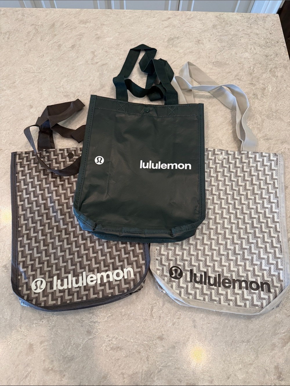 lululemon athletica Black, Dark Green and Gray Patterned Tote Set